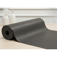 Asitan Almıtal 48 cm x 5 M Antrasit Çizgi Desenli Suni Deri, Çekmece Içi Kaydırmaz Çekmece Halısı,