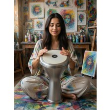 Asitan Vatan Darbuka, Gümüş Rengi Metal, 5 Numara, Geleneksel Türk Müzik Enstrümanı, Profesyonel Dar