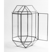 Asitan 33X20X20CM Siyah Geometrik Teraryum Cam Fanus Takı Aksesuar Çikolata Kutusu Nonagon