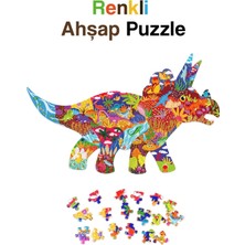 Asitan Notpa Renkli Hayvanlar Ahşap Kutulu Vip Puzzle Dinazor Serisi 3 202 Parça +5 Yaş ve Yetişkinler,