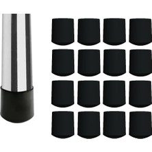 Asitan Sandalye Profil Ayak Pabucu,ayak Kılıfı 16 Adet Siyah (Çap 25MM Profil)