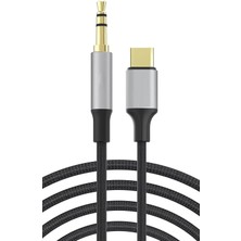 Asitan Honor Magic 8 Pro Air Lite ile Uyumlu Type-C To 3.5mm Aux Çevirici Kablo, 1 Metre, Gri