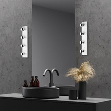 Asitan Parlak Beyaz Metal Aplik E27 Duvar Aydınlatma 60X10X10 cm Oturma Odası ve Kütüphane, BEYAZ-12241