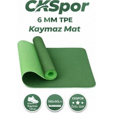 Asitan Profesyonel Tpe Yoga Matı, 6 Mm, Kaymaz Taban, Çift Katmanlı, Yeşil, 180X60 cm