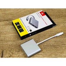 Asitan 3 In 1 Type-C To Hdmı USB 3.0 Çevirici Dönüştürücü Adaptör 4K Mac ile Uyumlubook Thinkpad Y
