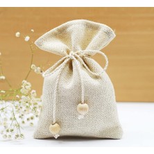 Asitan Bimotif 10 Adet Natürel Kese, Büküm Ipli Boncuklu 10X15 cm (Bağcıklı Saklama Kesesi)