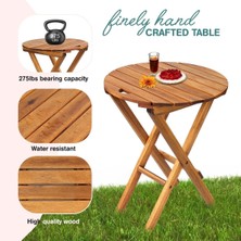Asitan 60X50X40 cm Ahşap Katlanır Yuvarlak Kamp Masası | Piknik, Bahçe ve Balkon | Kolay Taşımalı -