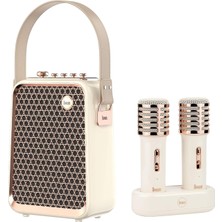 Asitan Songbird-Hq Çift Karaoke Mikrofonlu Bluetooth Hoparlör (Beyaz)