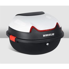 Asitan Wheelıe XT11-W 28 Litre Motosiklet Arka Çanta Beyaz Parlak Su Geçirmez Abs Top Case Çift Kilitlem