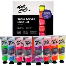 Asitan Fluoro Akrilik Boya Seti, 8 x 1 Oz (36 Ml) Tüp, 8 Renk, Tuval, Kart, Kağıt ve Ahşap Dahil Olmak