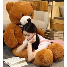 Asitan 160 cm Papyonlu Peluş Ayı-Dev Boy-Sevgiliye Özel Hediye - Yerli (Kahverengi)