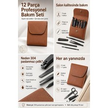 Asitan 12 Parça Paslanmaz Çelik Manikür Pedikür Seti, Tırnak Makası, Törpü, Cımbız, Kütikül Ale