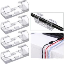 Asitan Yapışkanlı Mini 20LI Klips USB Pc Adaptör Kablo Tutucu Aparat Şeffaf