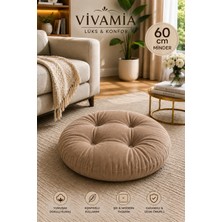 Vivamia Yuvarlak Kapitone Dekoratif Petek Önü Oturma Yer Minderi 60 cm