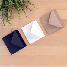 Asitan Bimotif Minik Zarf Seti, 7x9 cm 15 Adet (Kraft-Krem-Siyah)