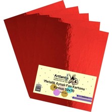 Asitan Kırmızı 50X70 Metalik Aynalı Fon Kartonu 5 Adet 1 Paket Artlantis Aynalı Metalik Fon Kartonu