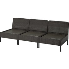 Asitan 3'lü Bahçe Kanepesi, Koyu Gri, 240 Cm, Mindersiz, 1+1+1 Kişilik