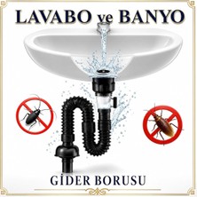 Asitan Koku Haşere Önleyici Banyo Lavabo Gider Borusu, Kolay Kurulum, Genişletilebilir Banyo ve Lavabola