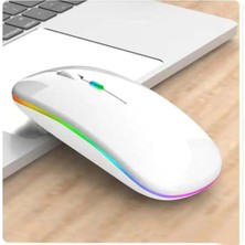 Asitan Şarj Edilebilir Kablosuz Bilgisayar Beyaz Mouse Led8-4 Tuşlu, 3200 Dpi, 2.4ghz Beyaz