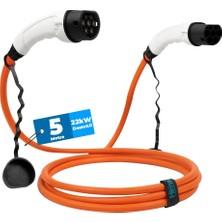Asitan Hims 22KW (32A) Tip 2 Premium Elektrikli Araç Şarj Kablosu 5 Metre - Turuncu, IP54 Suya Dayanıkl�
