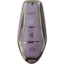 Asitan Autohan Keys Anahtar Kılıfı Byd Atto 3 Seal U Için, Premium Lila-Gümüş Kaplama, Koruyucu