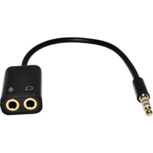 Asitan Aux 3.5mm Jack Ses Adaptör Mikrofon Kulaklık Çevirici Kablo Siyah