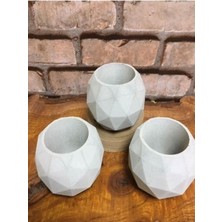 Asitan Üçlü Yuvarlak Prizma Ham Döküm Kaktüs ve Skulent Saksı 3,lü Set Gift Decor Candle Vase