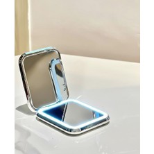 Asitan 5x Büyüteçli Taşınabilir Seyahat Aynası, LED Işıklı Katlanabilir Makyaj Aynası, Şarjlı 5