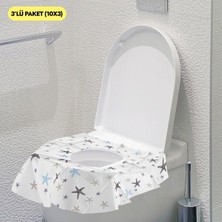 Asitan Babyjem Atılabilir Klozet Örtüsü 3'lü Paket, 10X3 Cm, Beyaz, Yıldız Desenli