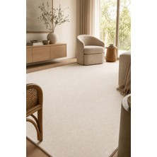 Ruyan Krem Peluş Halı Alya Serisi Yıkanabilir Kaymaz Tabanlı Salon Mutfak Antre Odası Yumuşak Modern Halı
