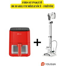 Asitan Fırsat Paketi Kf 1804 Buharlı Temizleyici ve 3,5 L Fritöz Kırmızı