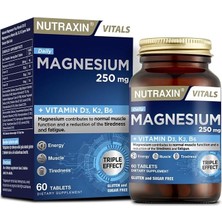 Asitan Magnesium Daily 250 Mg | Magnezyum, D3K2 ve B6 Vitaminli | Şeker ve Gluten Içermez | 60 Tablet
