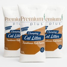 Asitan Doğal Bentonit Kedi Kumu Aktif Karbonlu 10 Lt x 3 Paket, Topaklanan, Kokusuz,%99,5 Tozsuz, Yüksek