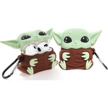 Asitan Airpods 4.nesil Uyumlu Kılıf Baby Yoda Sevimli Figürlü Silikon Kılıf (Yeşil, Airpods 4 Nesil)