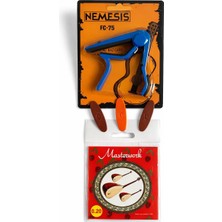 Asitan Nemesis Fc-75 Bağlama Saz Mavi Kapo, 3 Tezene, Masterwork Uzun Sap Sağ Saz Bağlama Için 0.20 Tam