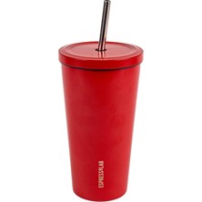 Asitan Paslanmaz Çelik Kırmızı Pipetli Mug Termos 500 ml No:80