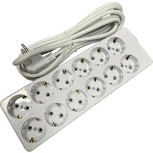 Asitan De-Pa 12'li Topraklı Grup Priz | 5 Metre Kablolu | 16A 220V | 3x1,5 Mm² Kablo | Çoklu Priz Uzatma