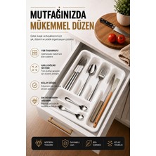Asitan 6 Bölmeli Çekmece Içi Kaşıklık, Plastik Çatal Bıçak Organizeri, Mutfak Düzenleyici Beyaz