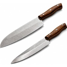 Asitan N690 Çelik Santoku ve Guyuto Bıçak Seti 2 Parça – Profesyonel Şef Bıçağı, Özel Tasarım