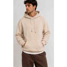 Kandemir Group Kapüşonlu Sweatshirt Üç Ip Şardonlu Bej