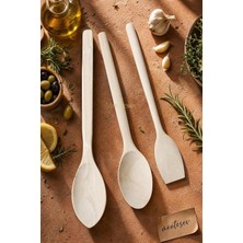Asitan Doğal Şimşir Ağacı Ahşap Tahta Kaşık Spatula Seti Ağaç Kaşık (3lü Set)
