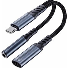 Asitan Type-C Adaptör 100W Güç Çıkışı Alüminyum Nylon Kablo Müzik Dinleme Arama Yapma Type-C Aray