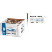 Asitan Made Kalibre Dübel 8 mm Vida Dübel Takımı 100 Adet