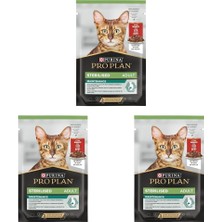 Asitan Pro Plan Sterilised Pouch Sığır Etli Kısır Kedi Yaş Maması, 85GR Tekli (3 Paketi)