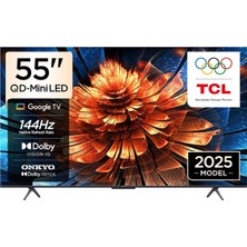 Asitan Tcl 55 Inç Akıllı Tv 55Q6C 4K Qd-Mini LED Renkli Quantum Crystal HDR10+ Oyun Google Tv, 144Hz Do�