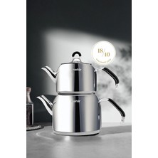Asitan Nehir Modern Midi Orta Boy 1-2 Lt. Paslanmaz Çelik Çaydanlık Takımı