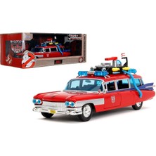 Asitan Toys Transformers x Ghostbusters Ecto-1 Die-Cast Metal Model Araba, 1:24 Ölçek, Kırmızı-Beyaz