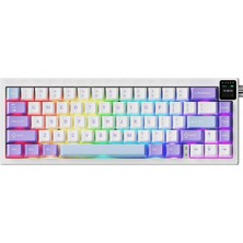 Asitan Ajazz AK650 Kablosuz Mekanik Klavye 3 Modlu Tft Ekranlı Hot-Swap-65 Tuşlu Rgb Mor/dream Switch