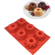 Asitan Ckm Silikon Muffin 3D Figürlü 6lı Kek Çörek Çikolata Kalıbı Silikon Muffin Kalıp Kırmızı