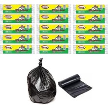 Asitan Ögem Orta Boy Çöp Poşeti 55X60 cm 30 Lt 20'li Rulo 15 Paket Siyah